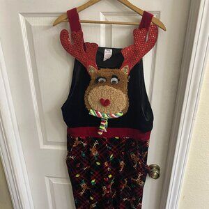 Velvet Christmas Reindeer Jumper | Holiday One-Piece Outfit |